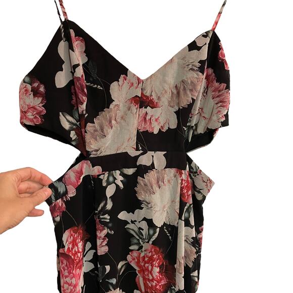 NEW Fame and Partners Black Floral Cutout Maxi Dress - Picture 4 of 11